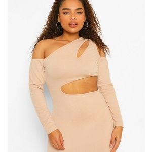 Plus Size Cutout Side Long Sleeve Bodycon dress